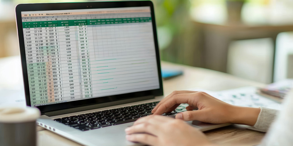 Spreadsheet open on a laptop screen