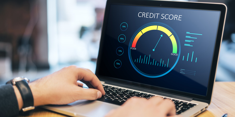 Credit score graphic on a computer screen